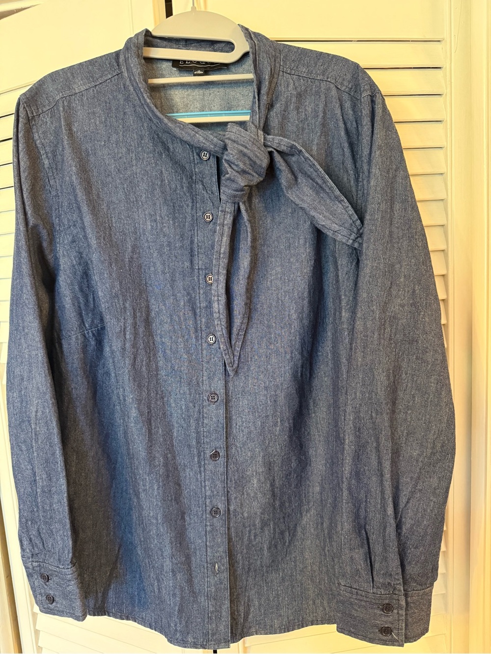 Eloquii Dark Blue Denim-Look Button-Up Top